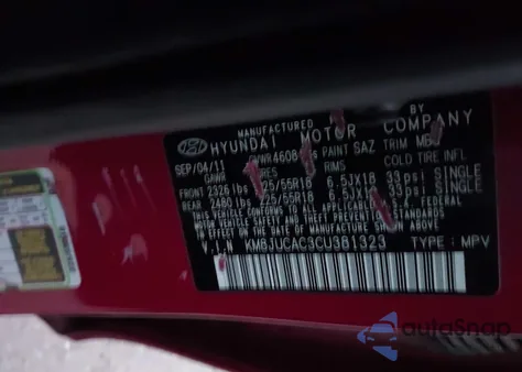 2012 Hyundai Tucson Limited from USA, damaged, VIN KM8JUCAC3CU381323